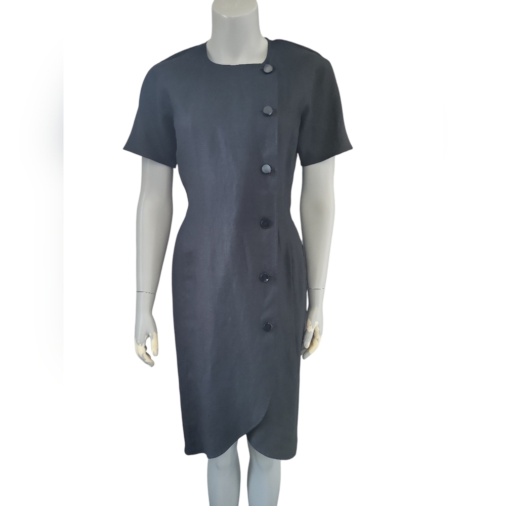 MaxMara  Vintage Flax Linen Dress Sz4 Black